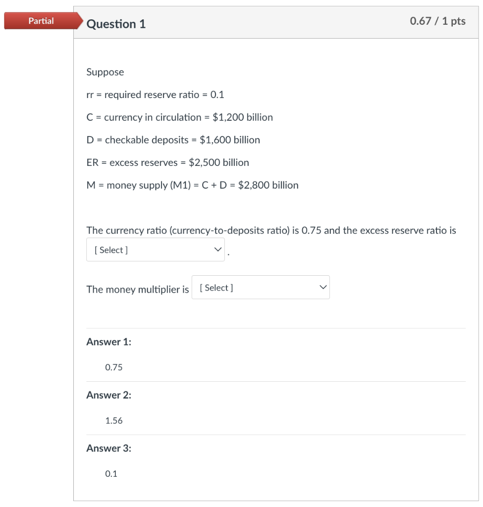 Solved Suppose rr= required reserve ratio =0.1 C= currency | Chegg.com