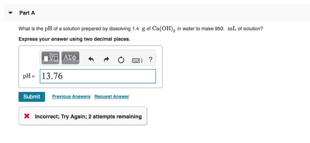 Solved Part A What is the pH of a solution prepared by | Chegg.com