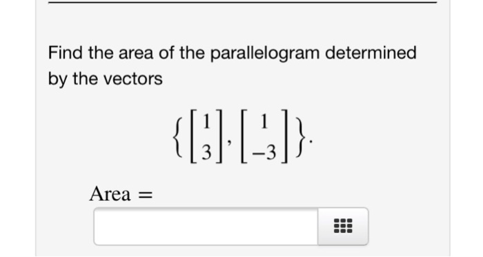 how to find area of parallelogram given vectors