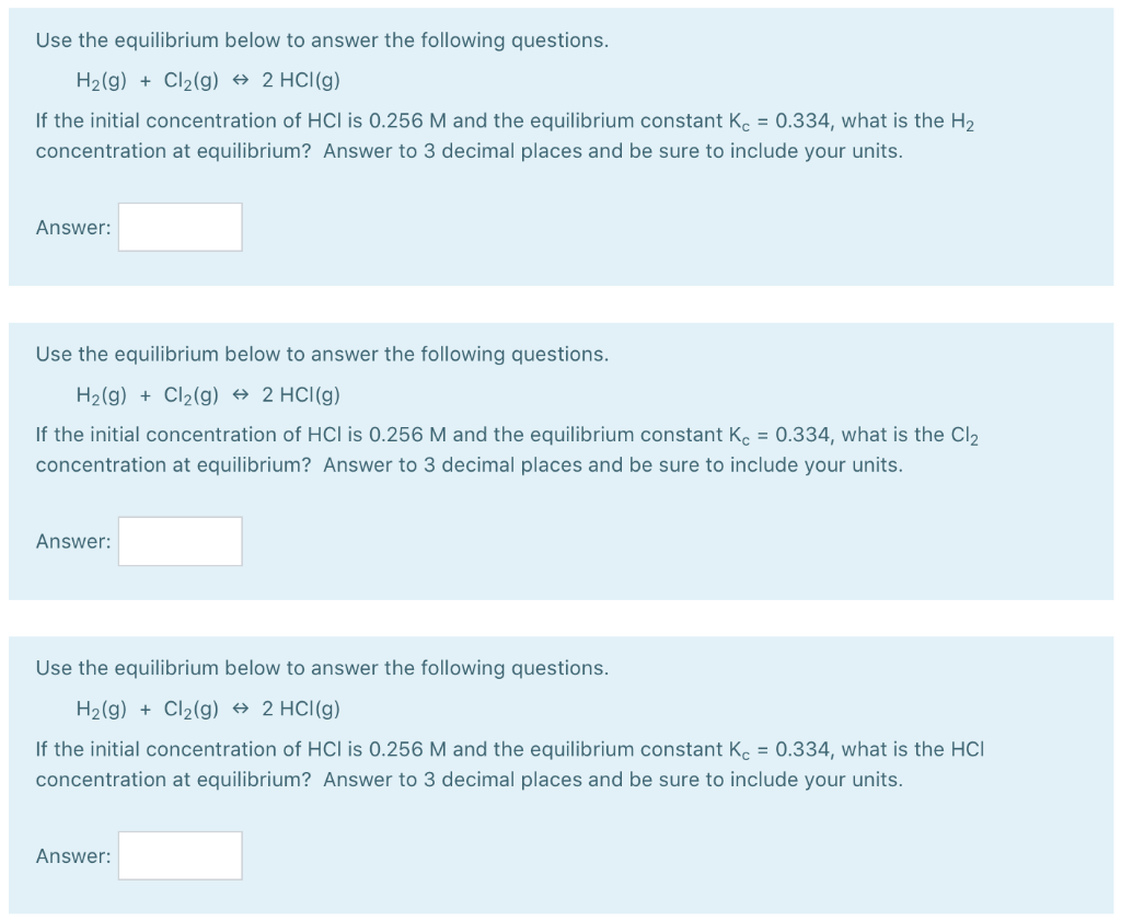 Solved Use the equilibrium below to answer the following | Chegg.com