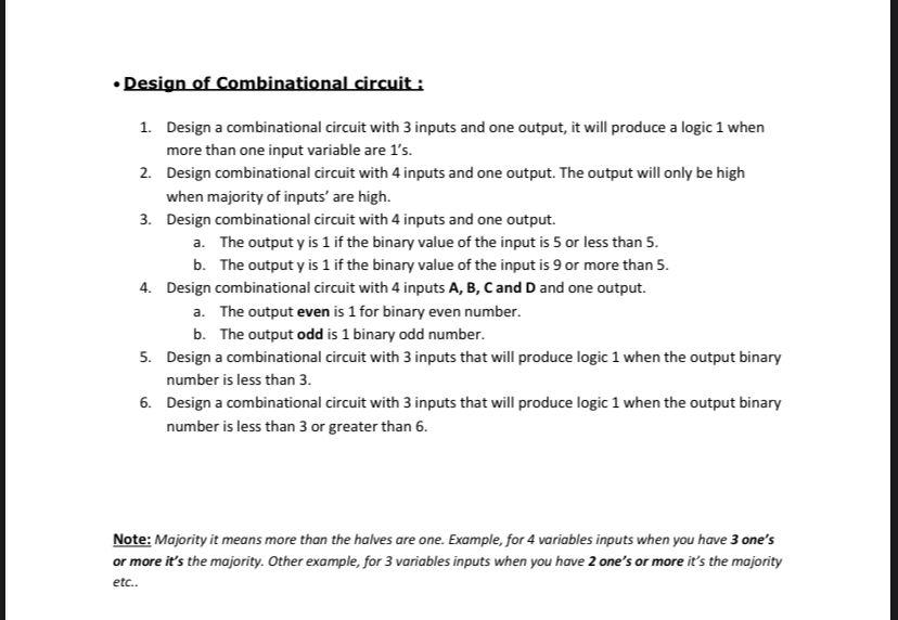 Solved • Design of Combinational circuit: 1. Design a | Chegg.com