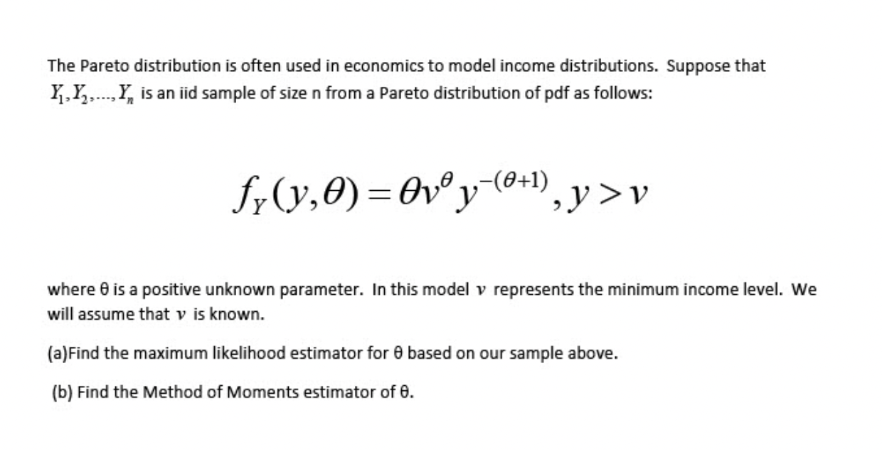 Solved The Pareto distribution is often used in economics to | Chegg.com