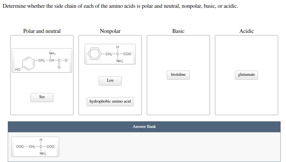 Solved Determine whether the side chain of each of the amino | Chegg.com