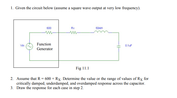 Solved 1. Given the circuit below (assume a square wave | Chegg.com