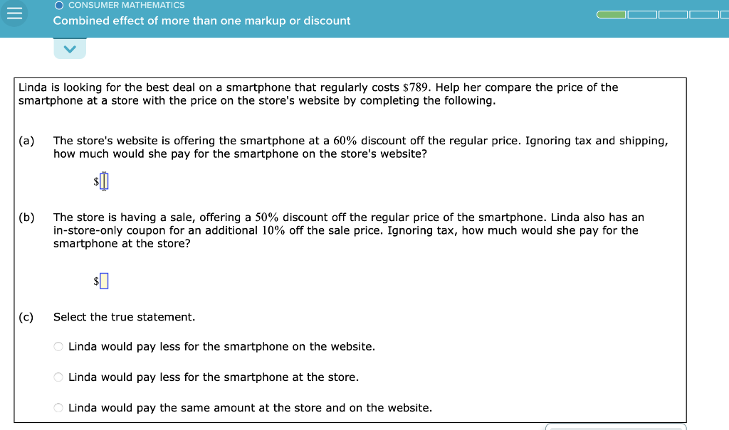 Solved E O CONSUMER MATHEMATICS Combined effect of more than Chegg