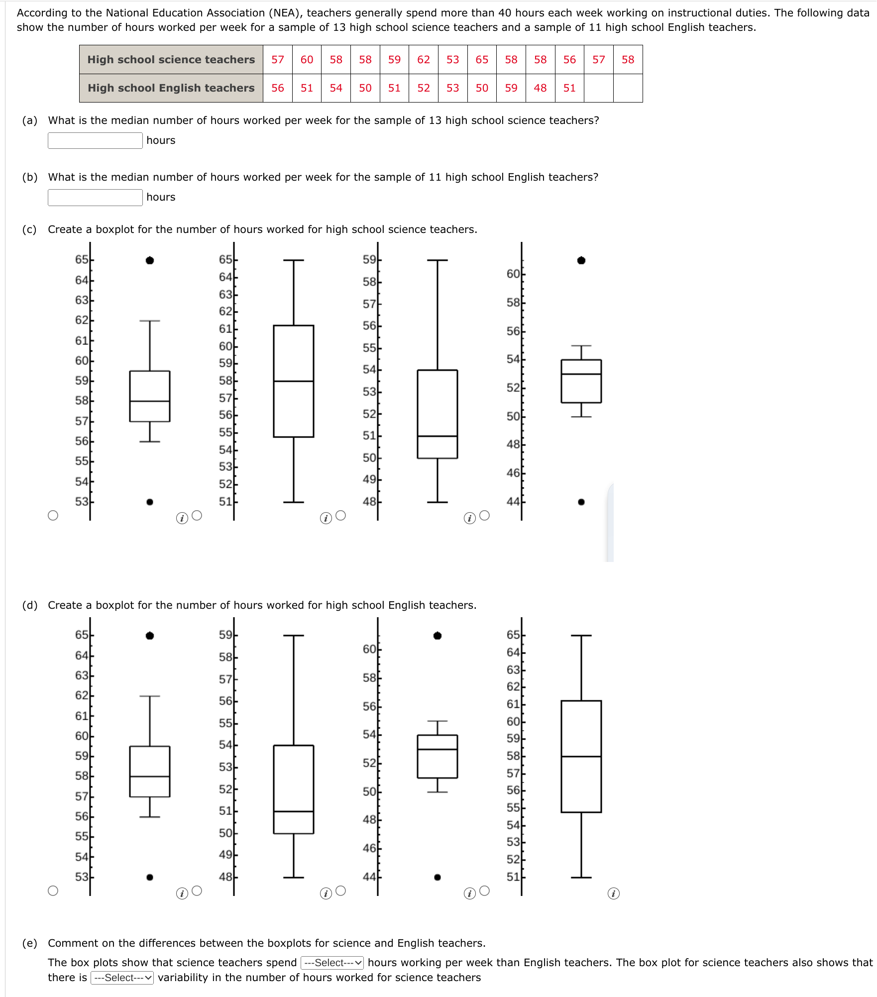 Solved show the number of hours worked per week for a sample | Chegg.com