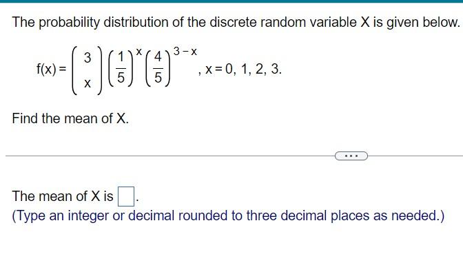 Solved The Probability Distribution Of The Discrete Random | Chegg.com