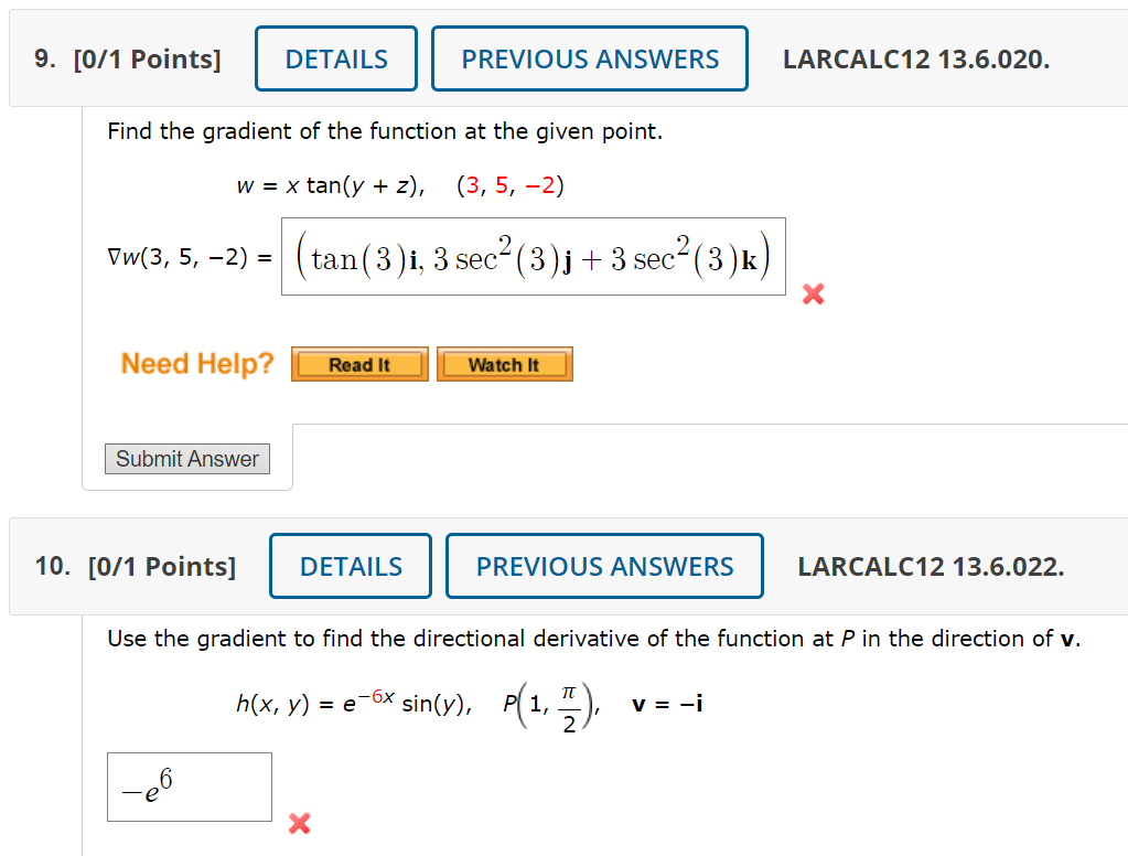 Solved Find the gradient of the function at the given point. | Chegg.com