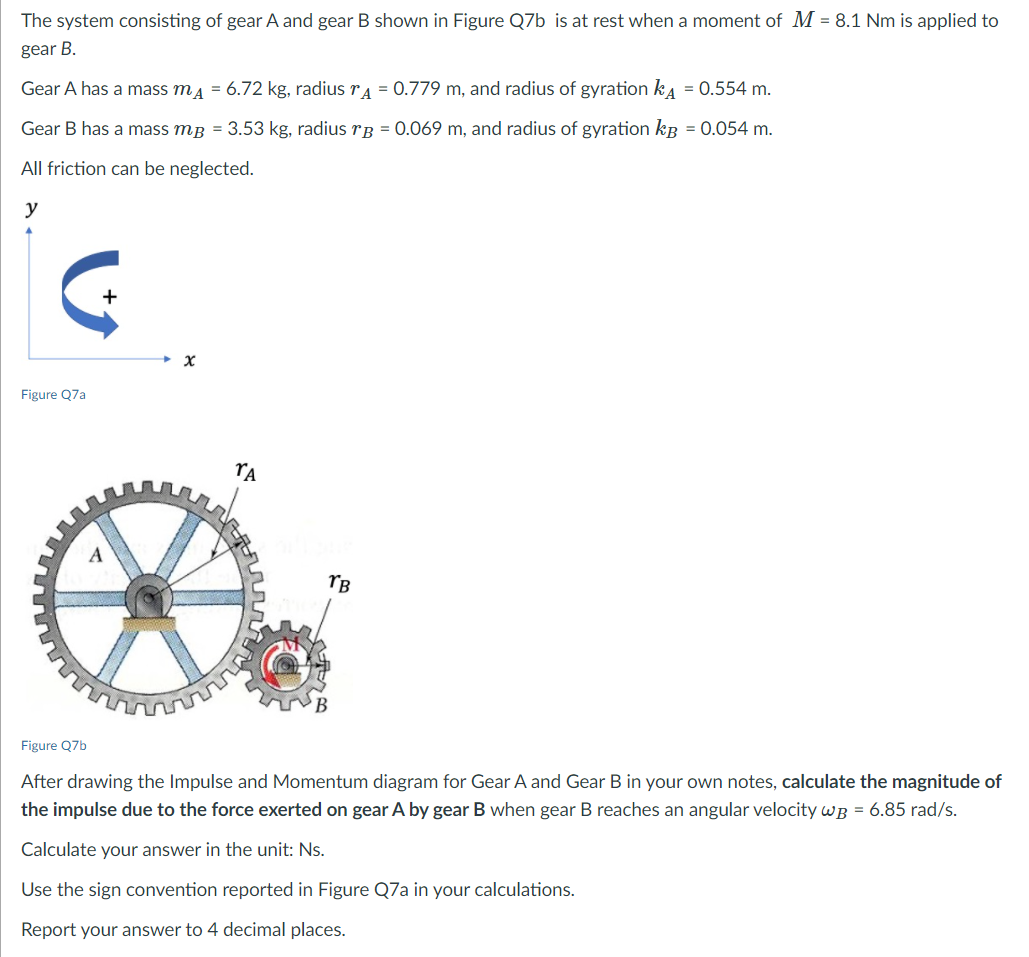 Solved The System Consisting Of Gear A And Gear B Shown In | Chegg.com