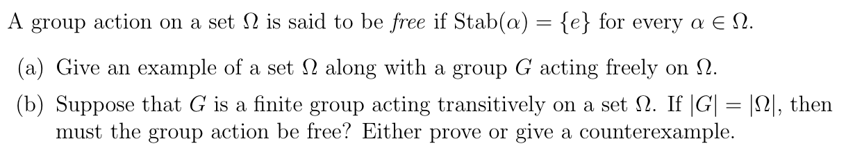Solved A group action on a set 12 is said to be free if | Chegg.com