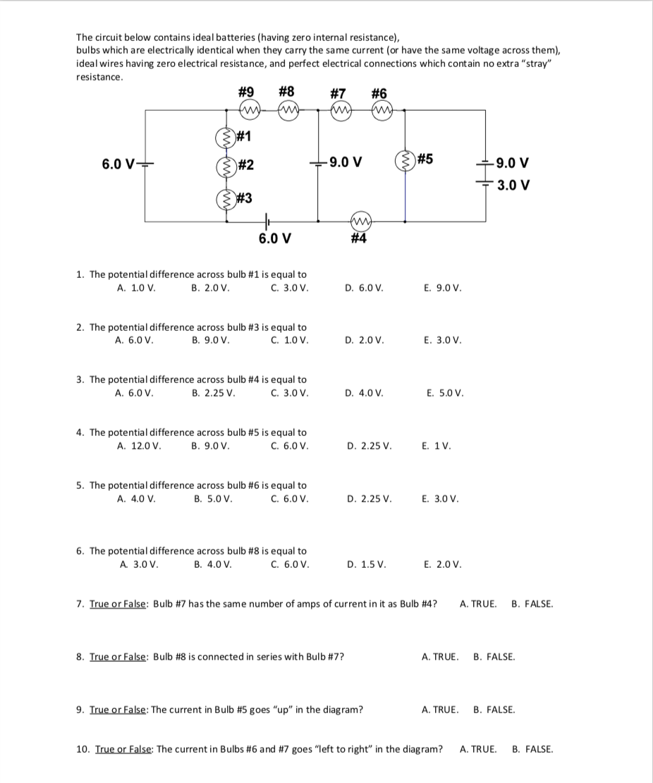 Solved The circuit below contains ideal batteries (having | Chegg.com