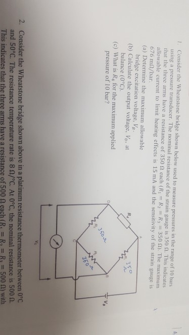Solved 1. Consider the Wheatstone bridge shown below used to | Chegg.com