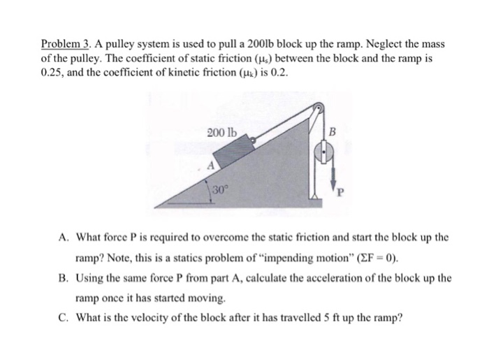Solved Problem 3. A pulley system is used to pull a 200lb | Chegg.com