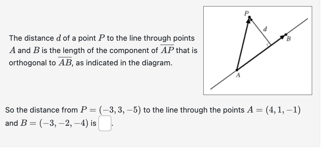 Solved The distance d of a point P to the line through | Chegg.com