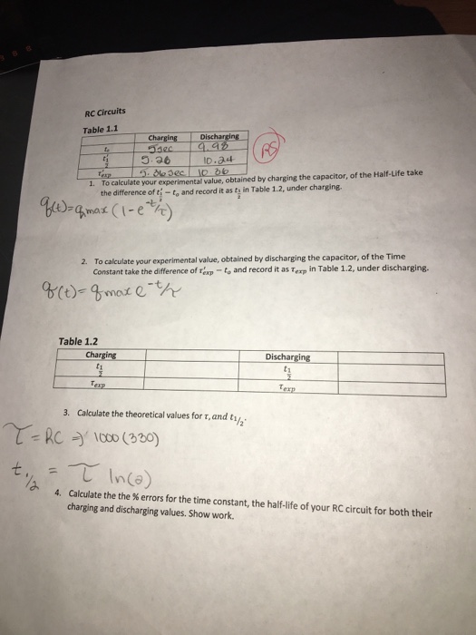 Solved capacittr i, d LRc circuits Table 2.1 Freq (Hz) 100 | Chegg.com