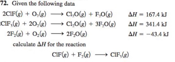 Solved Given the following data 2CIF (g) + O_2 (g) | Chegg.com