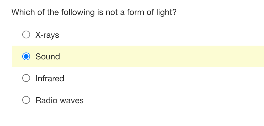 Solved Which Of The Following Is Not A Form Of Light? X-rays | Chegg.com