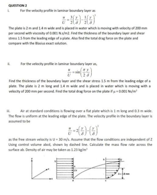 Solved QUESTION 2 i For the velocity profile in laminar | Chegg.com