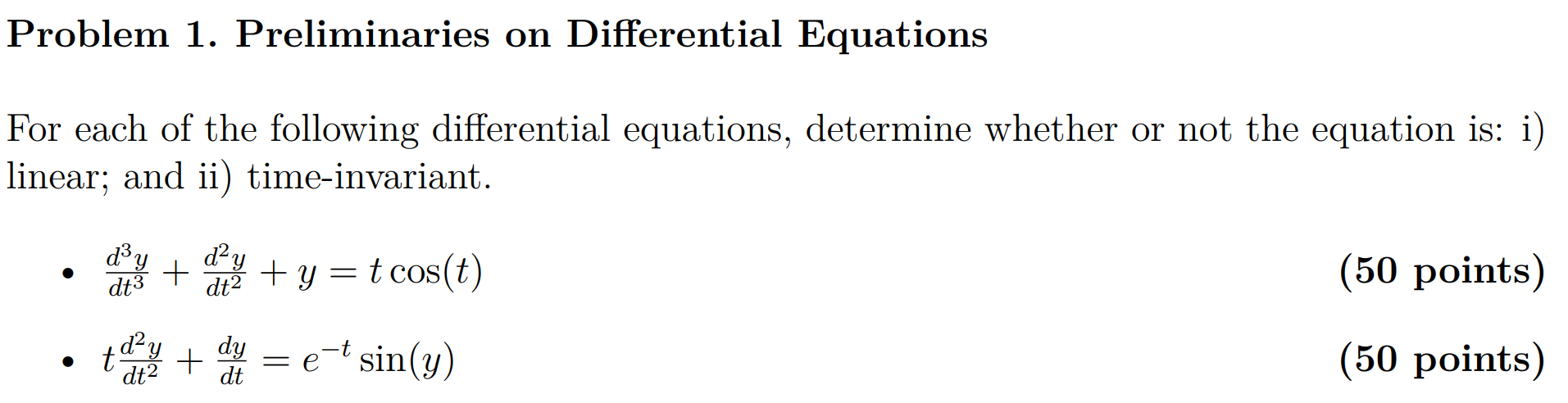 Solved Problem 1. Preliminaries on Differential Equations | Chegg.com
