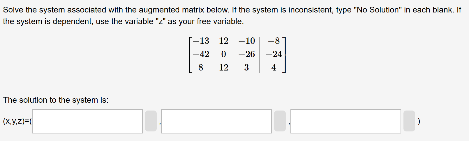 Solved Solve The System Associated With The Augmented Matrix | Chegg.com