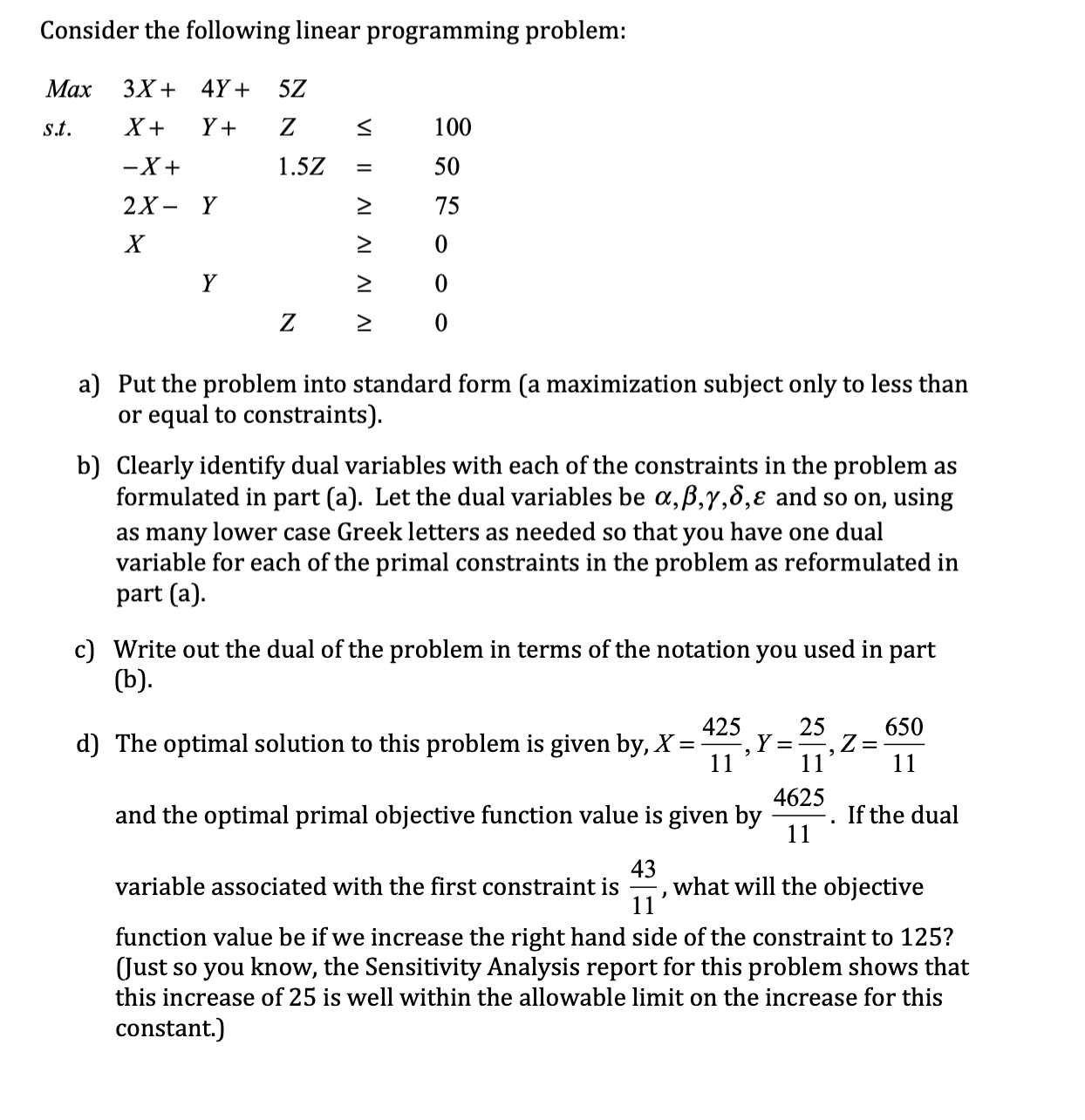 Consider the following linear programming problem: | Chegg.com