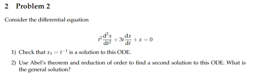 Solved 2 Problem 2 Consider the differential equation rdx | Chegg.com