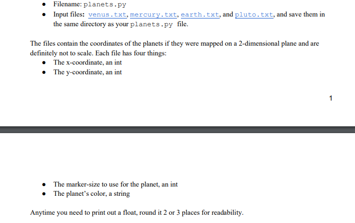Solved Filename: planets.py Input files: venus.txt, | Chegg.com