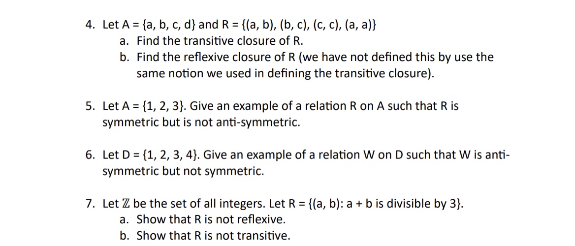 Solved advanced math please help Let A={a,b,c,d} ﻿and | Chegg.com