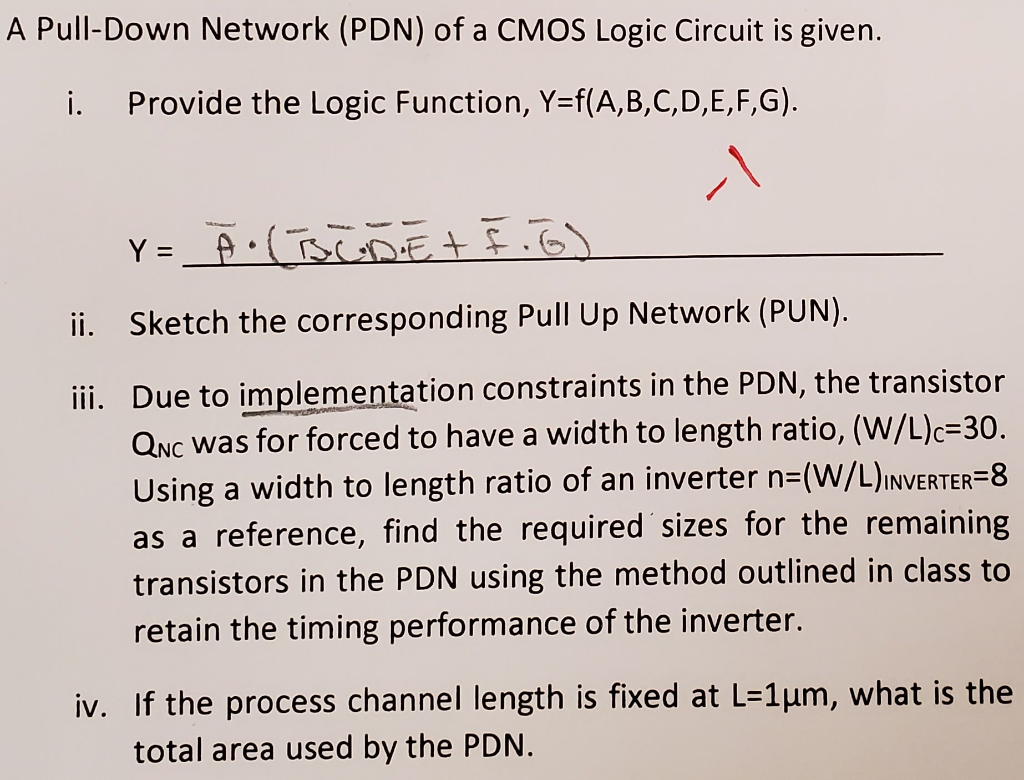 Solved A Pull-Down Network (PDN) Of A CMOS Logic Circuit Is | Chegg.com