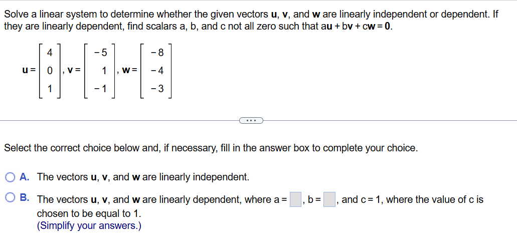Solved Solve a linear system to determine whether the given | Chegg.com