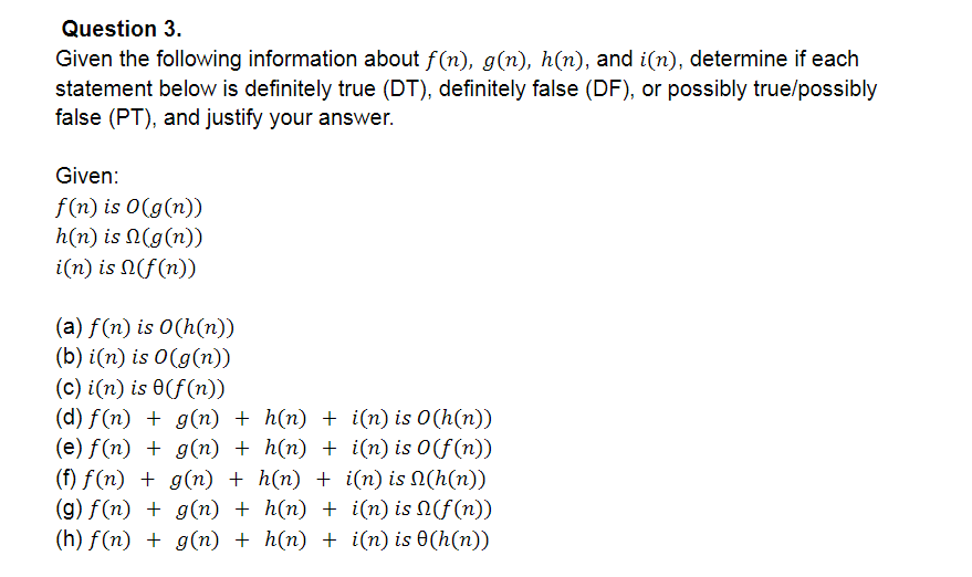 Solved Question 3. Given the following information about | Chegg.com