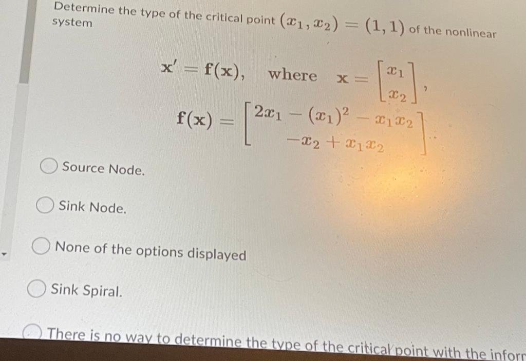 Solved Determine The Type Of The Critical Point 21 22 Chegg