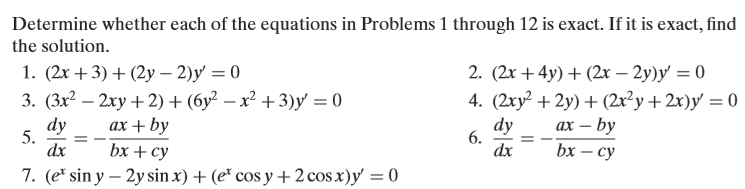 Solved Determine whether each of the equations in Problems 1 | Chegg.com