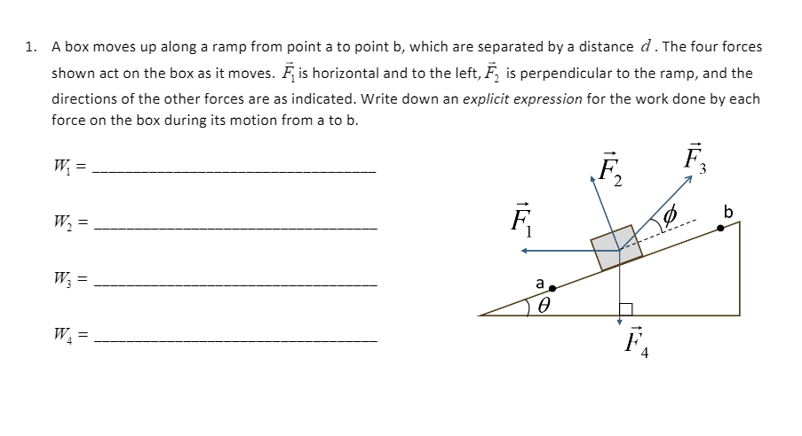 Solved 1. A box moves up along a ramp from point a to point | Chegg.com