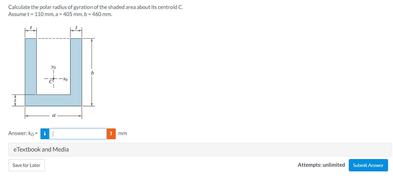 Solved Calculate the polar radius of gyration of the shaded | Chegg.com