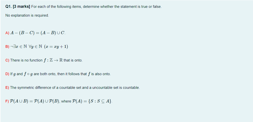 Solved For Each Of The Following Items, Determine Whether | Chegg.com