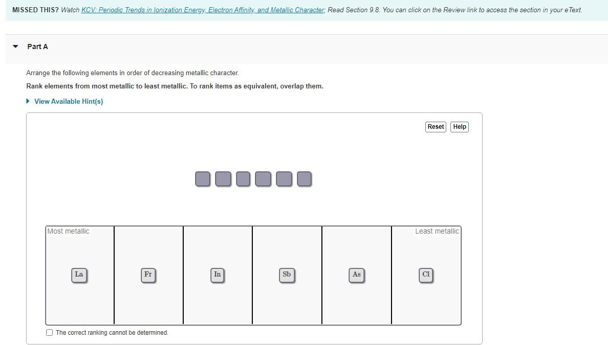 Solved Arrange The Following Elements In Order Of Decreasing | Chegg.com