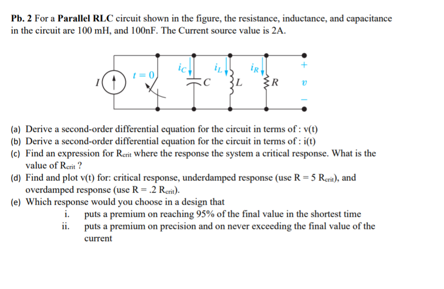 Solved Pb. 2 For A Parallel RLC Circuit Shown In The Figure, | Chegg.com