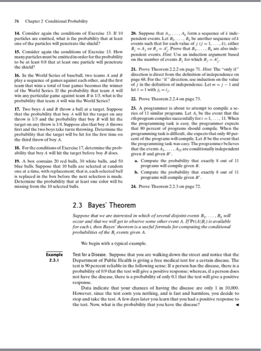 Solved 76 Chapter 2 Conditional Probability 14. Consider | Chegg.com
