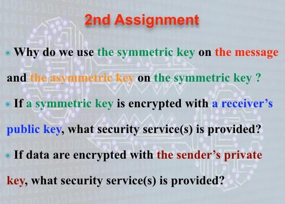 Solved 2nd Assignment Why do we use the symmetric key on the | Chegg.com