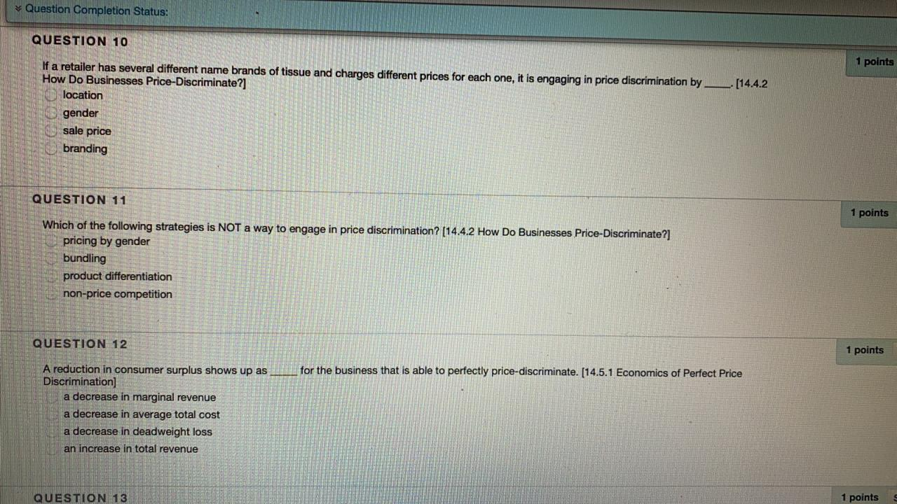 Solved Question Completion Status: QUESTION 10 1 points | Chegg.com