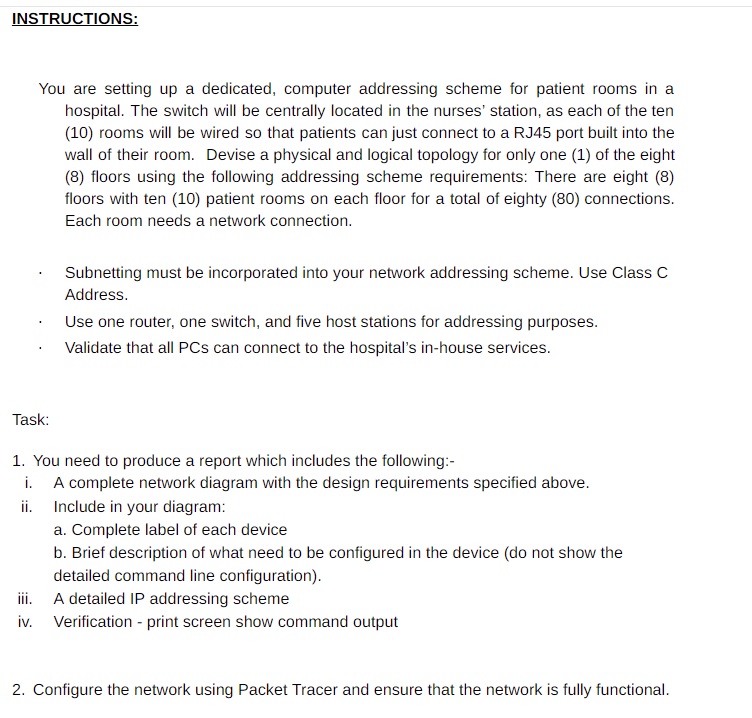 Solved INSTRUCTIONS: You are setting up a dedicated, | Chegg.com