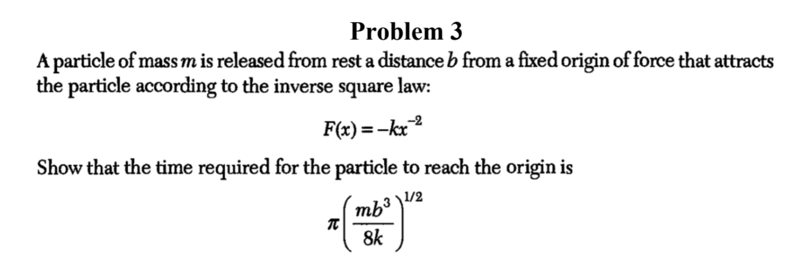 Solved Problem 3 A Particle Of Mass M Is Released From Rest | Chegg.com