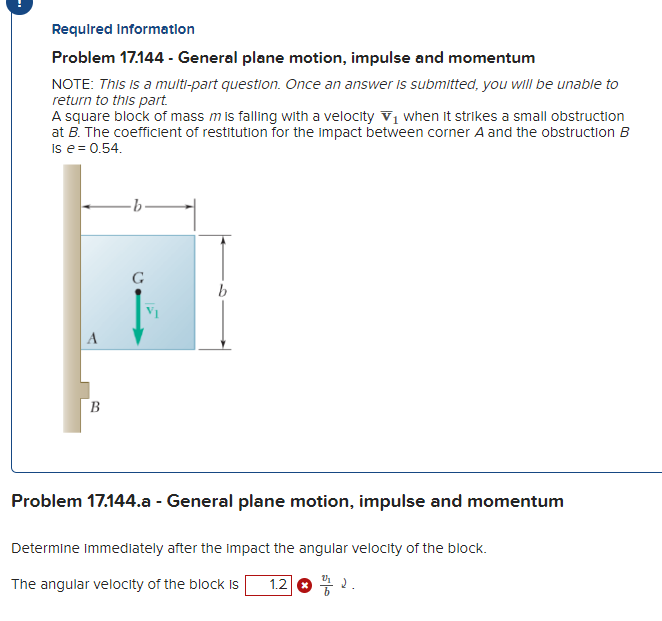 Solved Problem 17.144 - General plane motion, impulse and | Chegg.com
