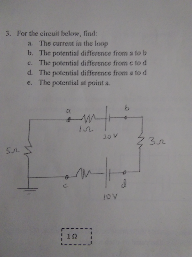 Solved For The Circuit Below, Find: A. The Current In The | Chegg.com