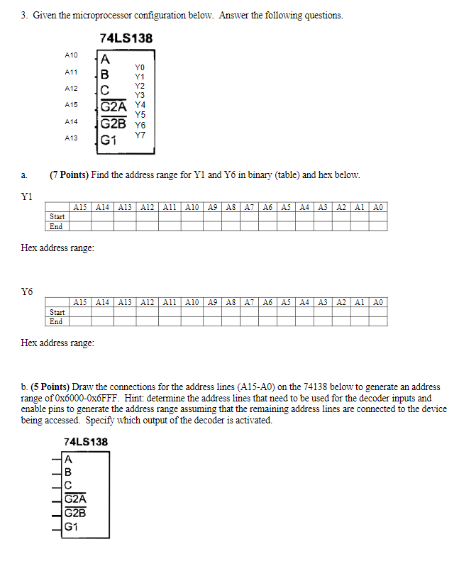 Solved 3. Given the microprocessor configuration below. | Chegg.com