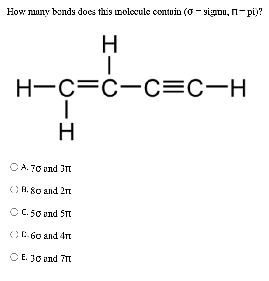 Solved How Many Bonds Does This Molecule Contain 0 Sig Chegg Com