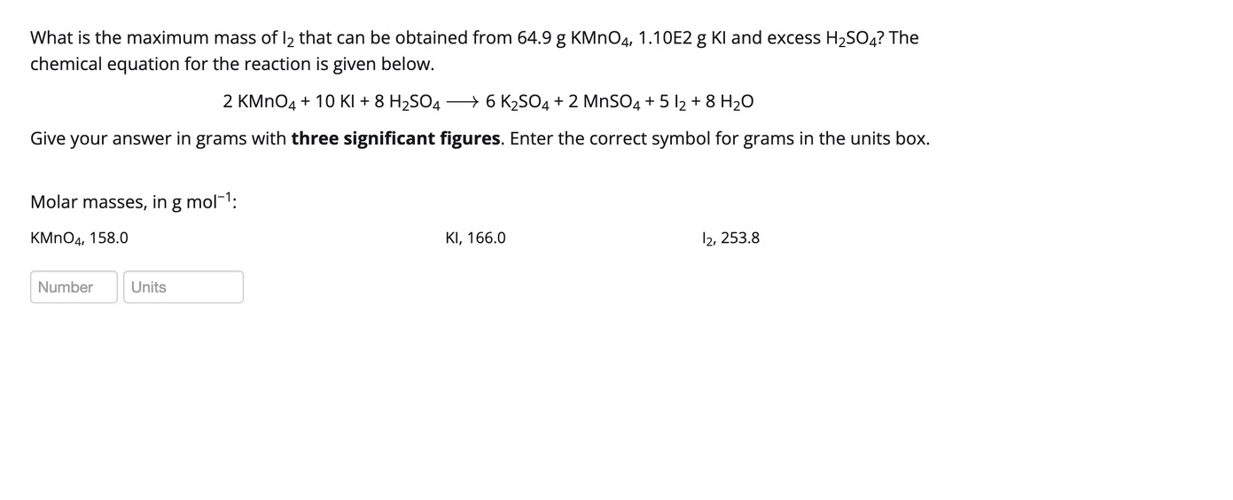 Solved What is the maximum mass of I2 that can be obtained | Chegg.com