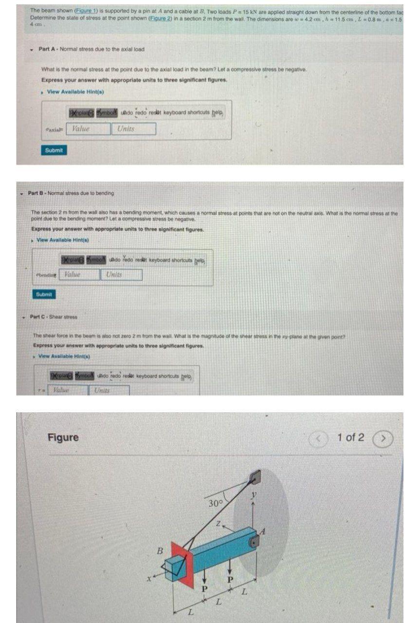 Solved The beam shown (Figure 1) is supported by a pin at A | Chegg.com