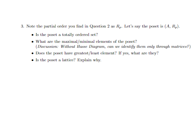 Problem. Let set A={a,b,c,d}. We define three | Chegg.com